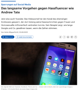 Das langsame Vorgehen gegen Hassfluencer wie Andrew Tate