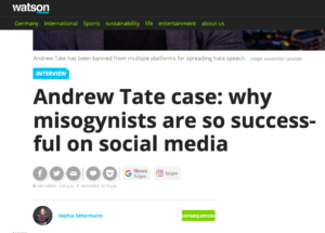 Interview for Watson.de on online misogyny